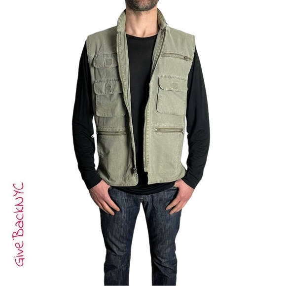 Banana Republic Archives Wilderness Vest w/ Hidden Hood in Washed Olive Green M - Picture 1 of 5